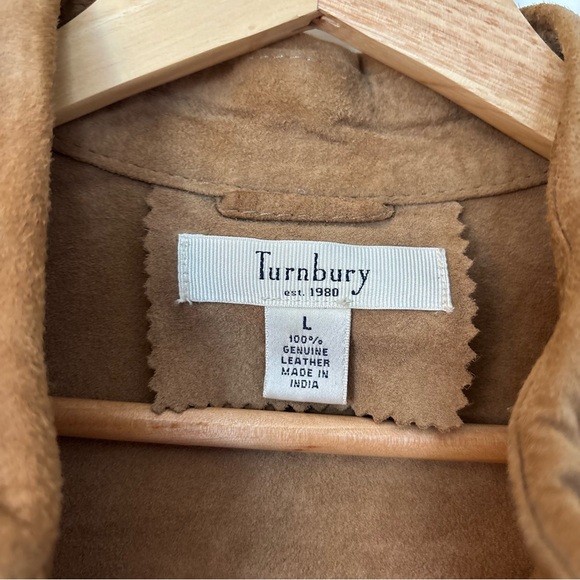 Vintage Turnbury Genuine Leather Suede Button Down Shirt Western Cowboy L Tan - Picture 3 of 10